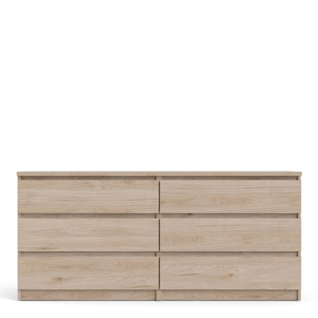 Alaska Wide Jackson Hickory Oak 6 Drawers (3+3) Chest of Drawer - FurniComp