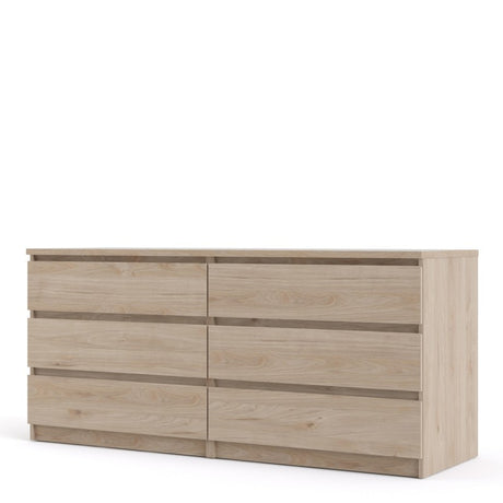 Alaska Wide Jackson Hickory Oak 6 Drawers (3+3) Chest of Drawer - FurniComp