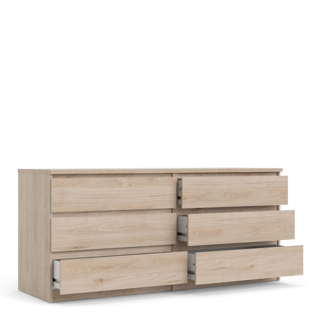 Alaska Wide Jackson Hickory Oak 6 Drawers (3+3) Chest of Drawer - FurniComp