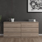 Alaska Wide Jackson Hickory Oak 6 Drawers (3+3) Chest of Drawer - FurniComp