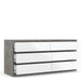 Alaska Wide White Gloss and Concrete Grey 6 Drawers (3+3) Chest of Drawer - FurniComp