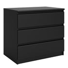 Alaska 3 Drawers Matt Black Chest of Drawer - FurniComp