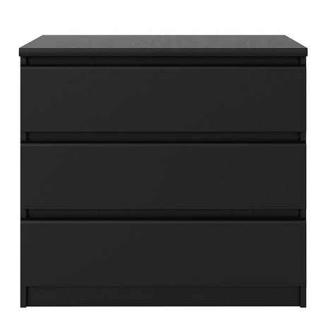 Alaska 3 Drawers Matt Black Chest of Drawer - FurniComp