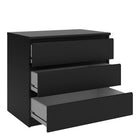 Alaska 3 Drawers Matt Black Chest of Drawer - FurniComp