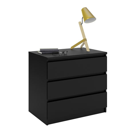 Alaska 3 Drawers Matt Black Chest of Drawer - FurniComp
