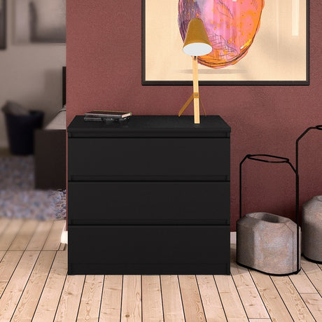 Alaska 3 Drawers Matt Black Chest of Drawer - FurniComp