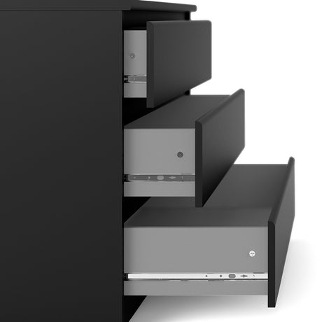 Alaska 3 Drawers Matt Black Chest of Drawer - FurniComp