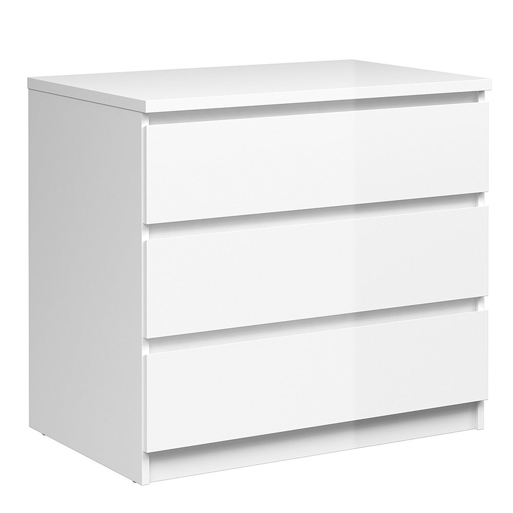 Alaska 3 Drawers White Gloss Chest of Drawer - FurniComp