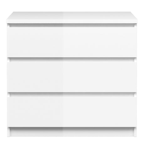 Alaska 3 Drawers White Gloss Chest of Drawer - FurniComp