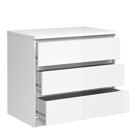 Alaska 3 Drawers White Gloss Chest of Drawer - FurniComp