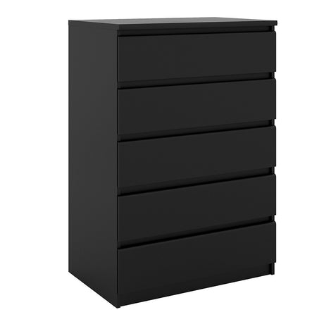 Alaska 5 Drawers Matt Black Chest of Drawer - FurniComp