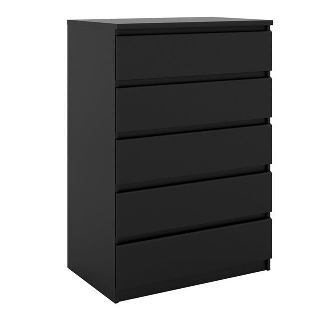 Alaska 5 Drawers Matt Black Chest of Drawer - FurniComp
