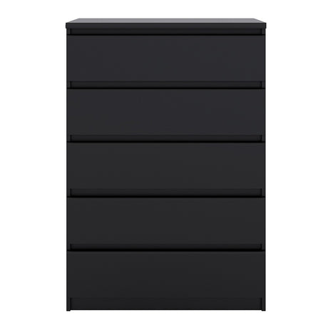 Alaska 5 Drawers Matt Black Chest of Drawer - FurniComp