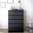 Alaska 5 Drawers Matt Black Chest of Drawer - FurniComp