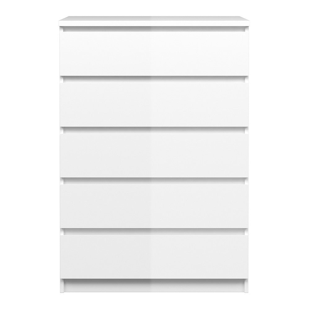 Alaska 5 Drawers White Gloss Chest of Drawer - FurniComp