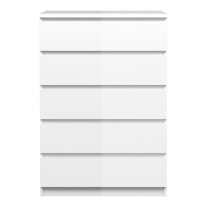 Alaska 5 Drawers White Gloss Chest of Drawer - FurniComp