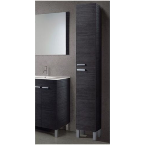 Alaska Tall Narrow Black Mala Bathroom Cupboard Storage Cabinet - FurniComp