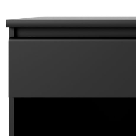 Alaska Matt Black 1 Drawer 1 Shelf Bedside - FurniComp