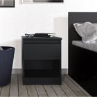 Alaska Matt Black 1 Drawer 1 Shelf Bedside - FurniComp