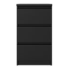 Alaska Matt Black 3 Drawer Bedside - FurniComp