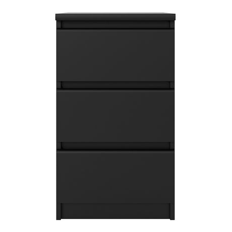 Alaska Matt Black 3 Drawer Bedside - FurniComp