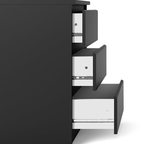 Alaska Matt Black 3 Drawer Bedside - FurniComp