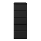 Alaska Narrow Matt Black 5 Drawer Chest of Drawer - FurniComp