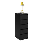 Alaska Narrow Matt Black 5 Drawer Chest of Drawer - FurniComp