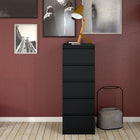 Alaska Narrow Matt Black 5 Drawer Chest of Drawer - FurniComp