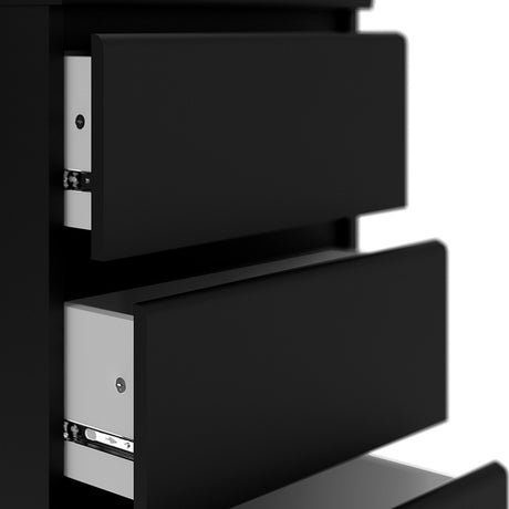 Alaska Narrow Matt Black 5 Drawer Chest of Drawer - FurniComp