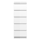 Alaska Tall Narrow White Gloss 5 Drawer Chest of Drawer - FurniComp