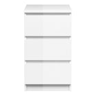 Alaska White Gloss 3 Drawer Bedside - FurniComp