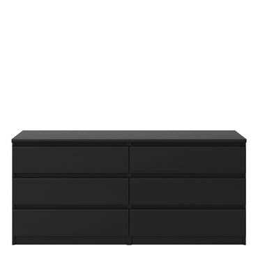 Alaska Wide Matt Black 6 Drawers (3+3) Chest of Drawer - FurniComp