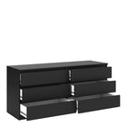 Alaska Wide Matt Black 6 Drawers (3+3) Chest of Drawer - FurniComp