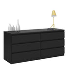 Alaska Wide Matt Black 6 Drawers (3+3) Chest of Drawer - FurniComp