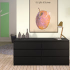 Alaska Wide Matt Black 6 Drawers (3+3) Chest of Drawer - FurniComp
