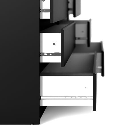Alaska Wide Matt Black 6 Drawers (3+3) Chest of Drawer - FurniComp