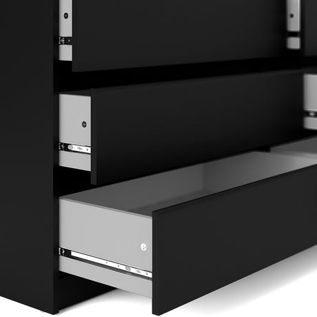 Alaska Wide Matt Black 6 Drawers (3+3) Chest of Drawer - FurniComp