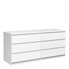 Alaska Wide White Gloss 6 Drawers (3+3) Chest of Drawer - FurniComp
