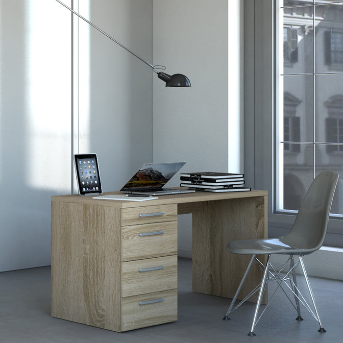 Alba 4 Drawer Sonoma Oak Small Home Office Desk - FurniComp