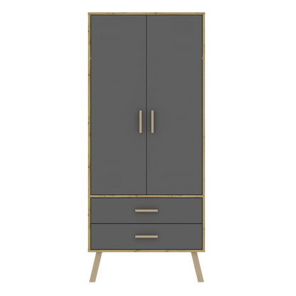 Alta 2 Door 2 Drawer Oak and Grey Wardrobe - FurniComp