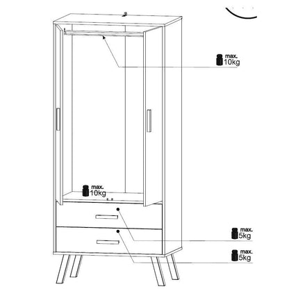 Alta 2 Door 2 Drawer Oak and Grey Wardrobe - FurniComp