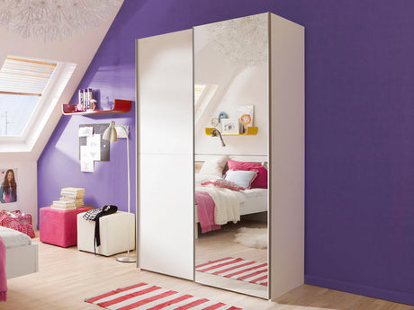 Altea 2 Door White Mirrored 120cm Sliding Door Wardrobe - FurniComp