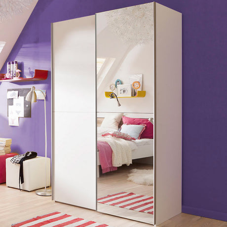 Altea 2 Door White Mirrored 120cm Sliding Door Wardrobe - FurniComp