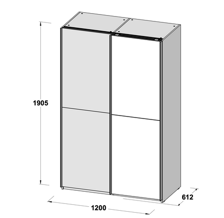 Altea 2 Door White Mirrored 120cm Sliding Door Wardrobe - FurniComp