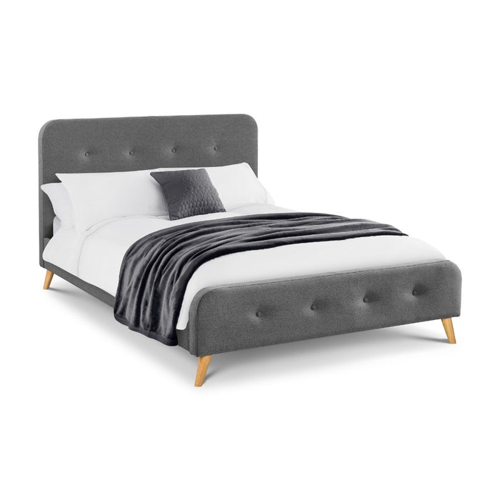 Andor Grey Fabric Curved Retro Bed - FurniComp
