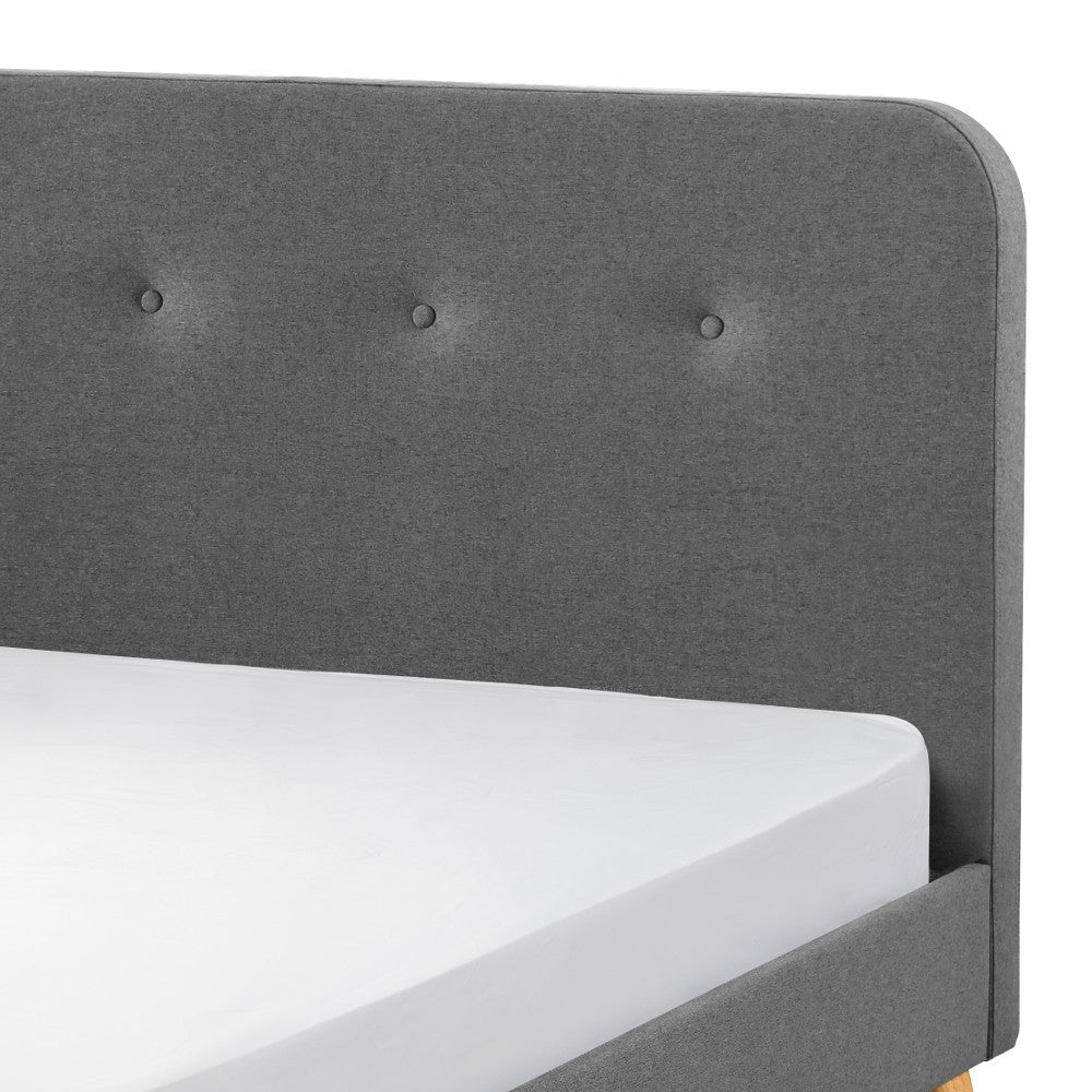 Andor Grey Fabric Curved Retro Bed - FurniComp