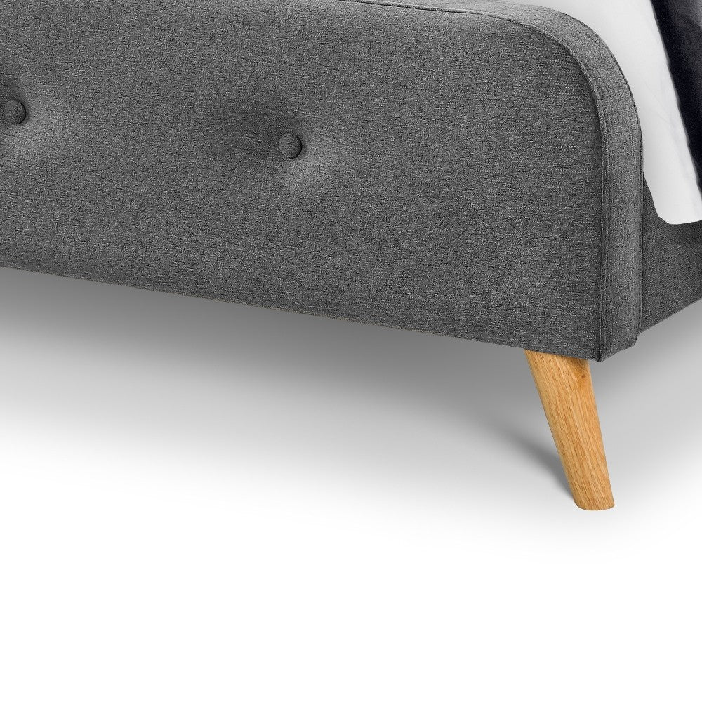 Andor Grey Fabric Curved Retro Bed - FurniComp