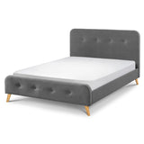 Andor Grey Fabric Curved Retro Bed - FurniComp