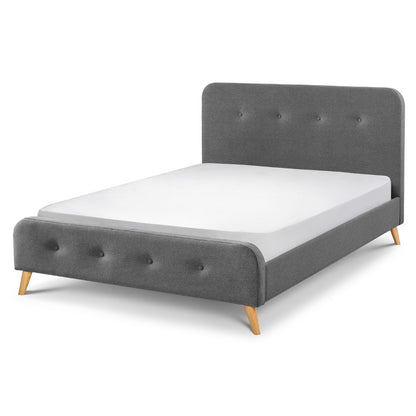Andor Grey Fabric Curved Retro Bed - FurniComp